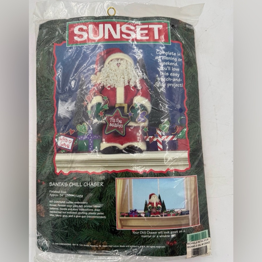 Sunset Dimensions 1998 Santa's Chill Chaser Stitch 34" New in bag Draft Dodger,